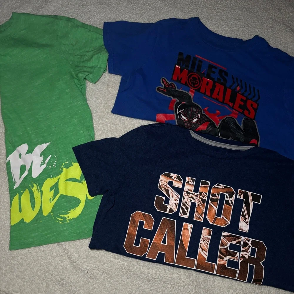Boys Size M 8-10 Graphic T-Shirt Bundle Marvel Old Navy Cat & Jack 3pc Set